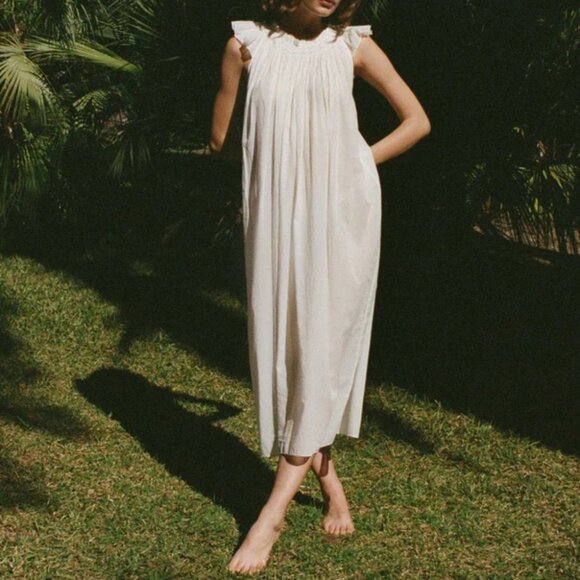 Doen Other - Doen Lovisa Nightgown Small Floral Smocked Neck Midi